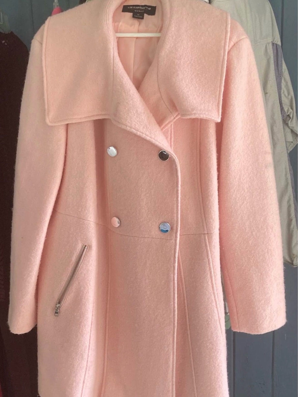 Liz Claiborne Soft Pink Double-Breasted Pea Coat